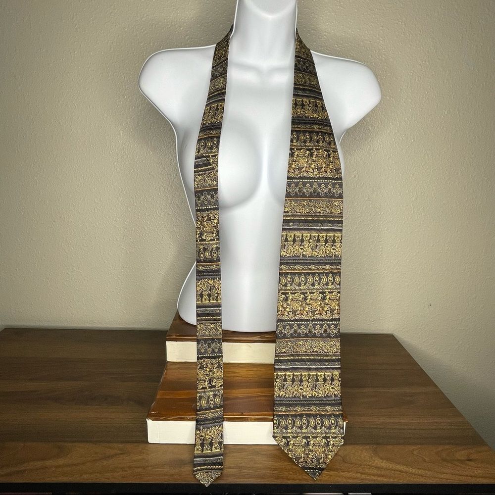 Tesoro Rosso Men’s Blue Gray Gold Silk Tie